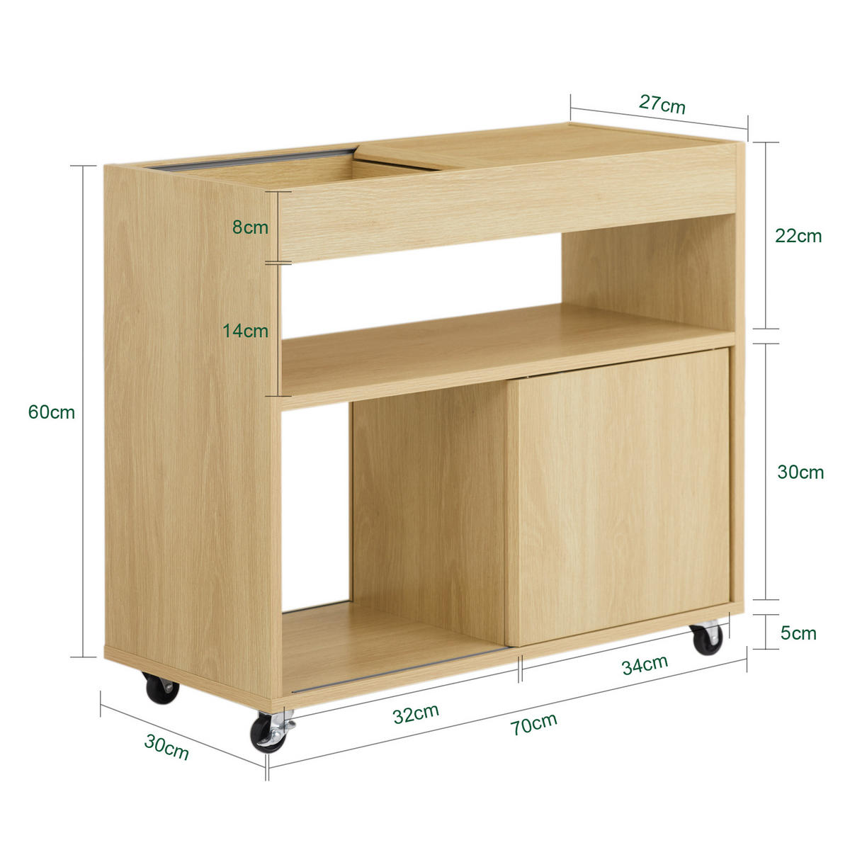 BEISTELLTISCH Natur - Naturfarben, Holzwerkstoff (70/30/60cm) - SoBuy