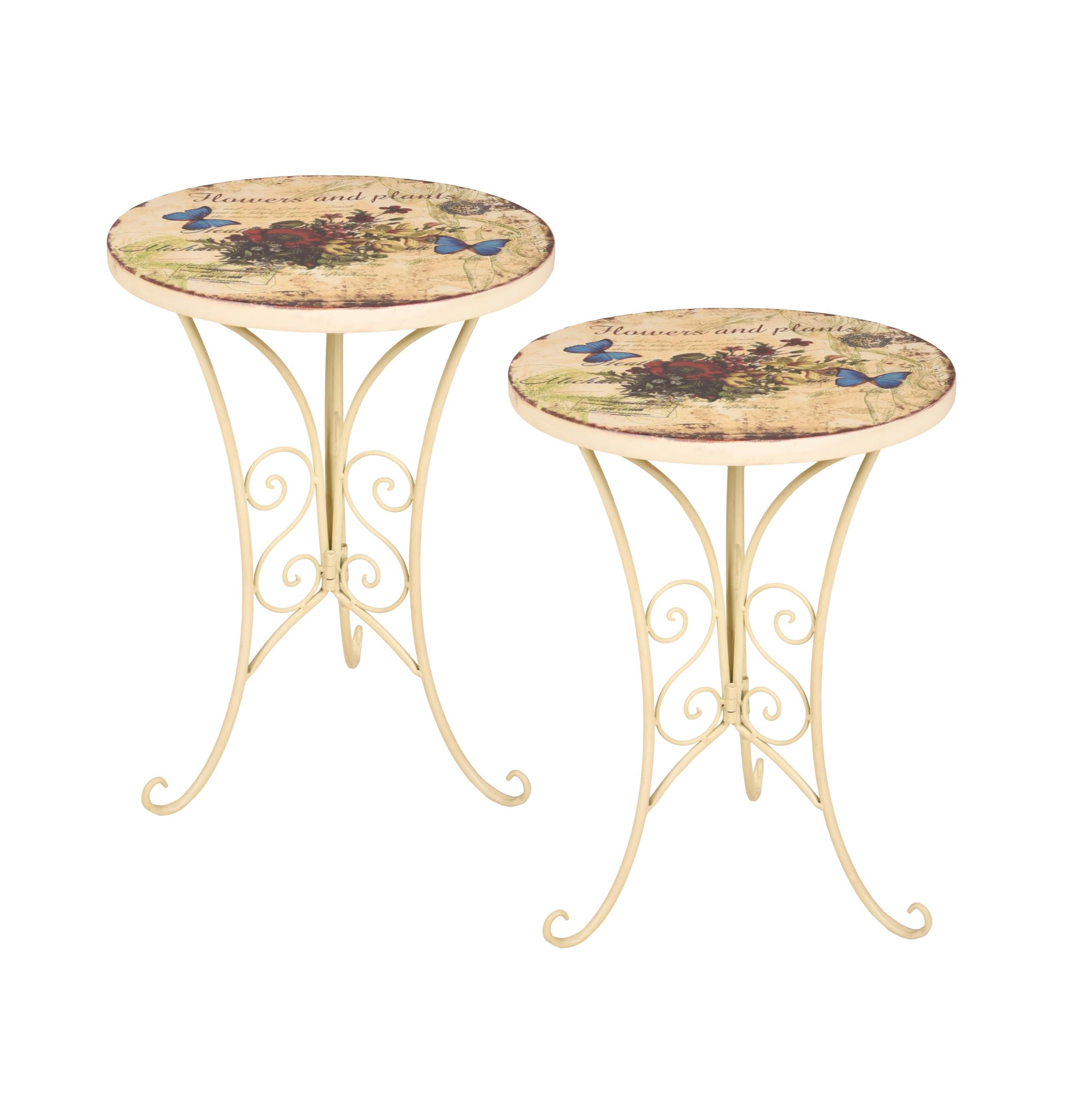 GARTENTISCH Selma 2er Set Garten - Beige, Metall (38/38/53cm) - DELUKE