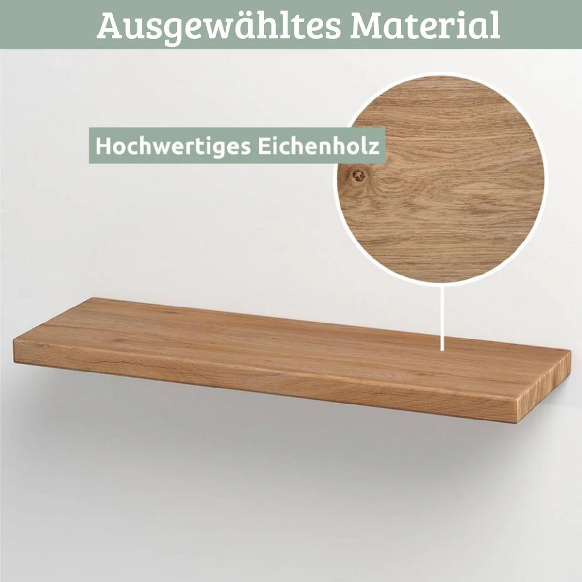 WANDREGAL 2er-Set Holz HYDI Eichenholz Massiv - Braun, Holz (70/4/22cm) - DELUKE