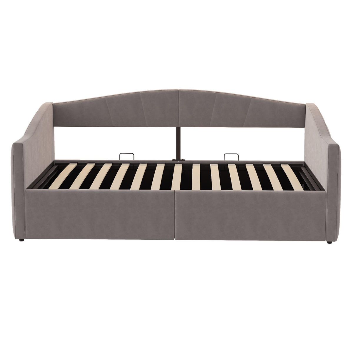 POLSTERBETT 90/200 cm Grau mit hydraulischer Lagerung und Lattenrost - Grau, Textil (90/200cm) - OKWISH