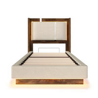 STAURAUMBETT 90/200 cm DE-32469 mit LED Beige - Beige, Holz (90/200cm) - ComfortXL