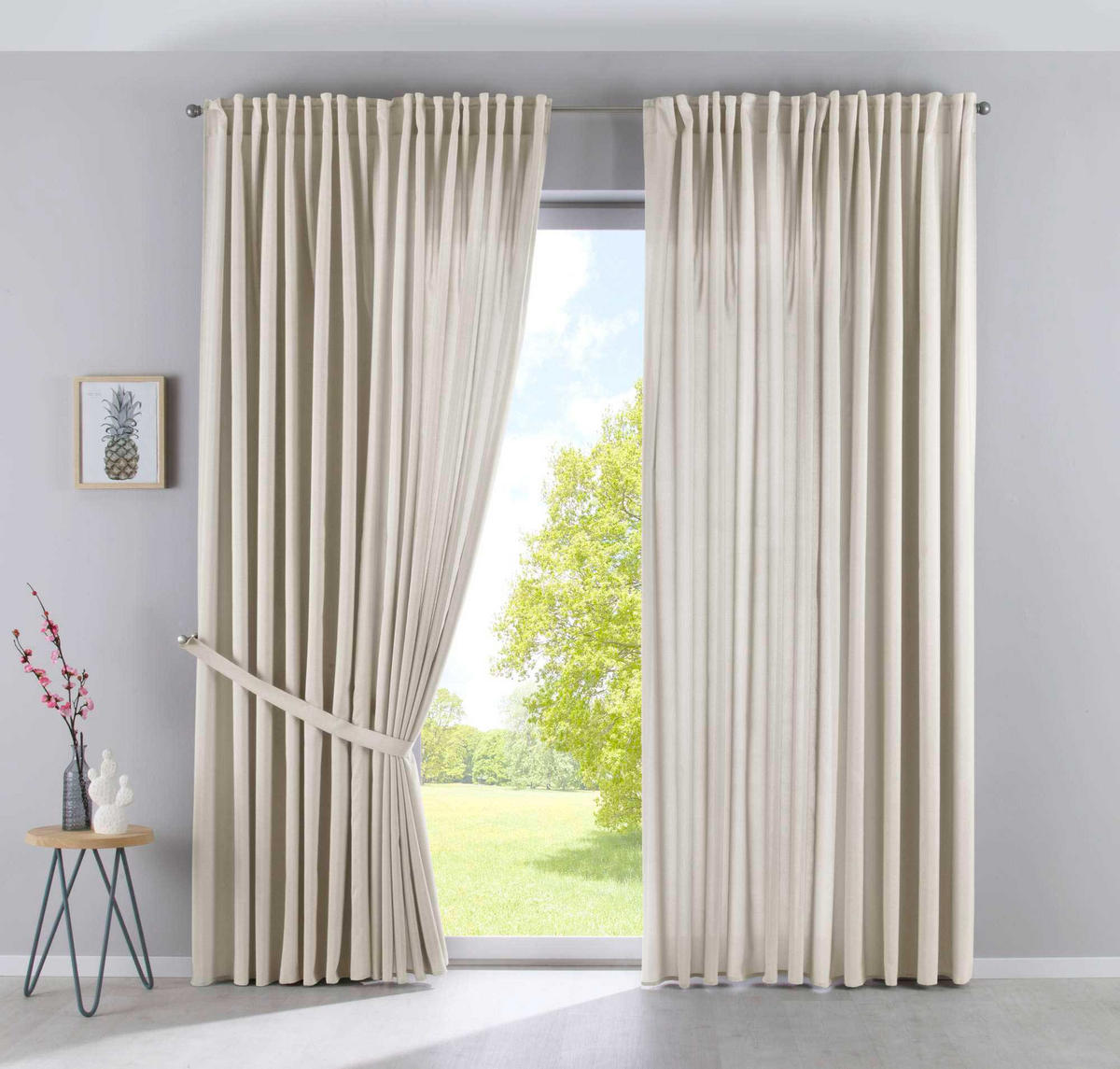 SCHLAUFENGARDINE 2ER SET »Jena« HxB 250x300 cm Sand - Sandfarben, Textil (300/250cm) - Gardinenbox