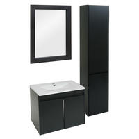 BADEZIMMERSET Schwarz 4er-Set - Schwarz, Holzwerkstoff (100/160/46cm) - MCW