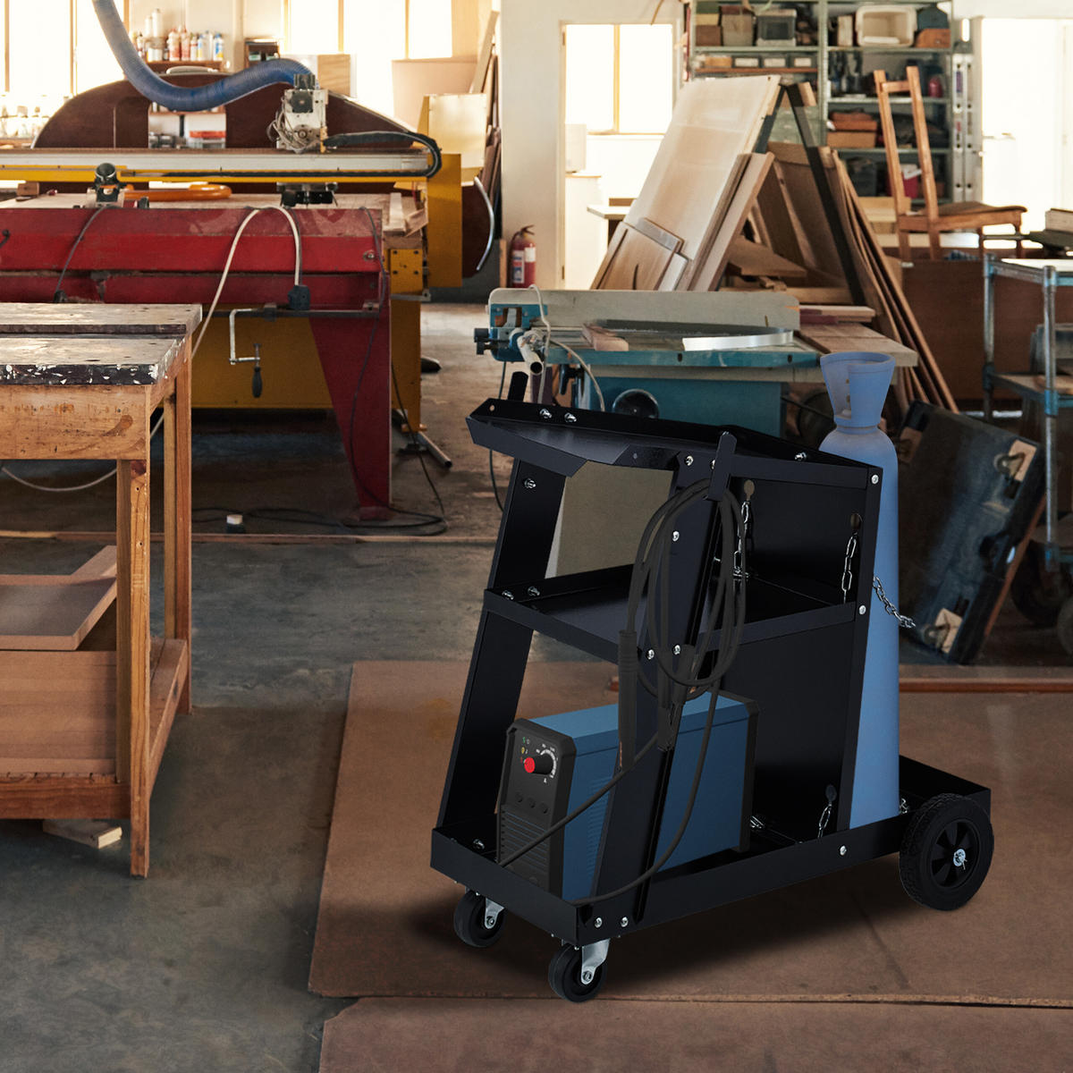 SCHWEISSWAGEN - Schwarz, Kunststoff/Metall (40/69/71cm) - Relaxdays