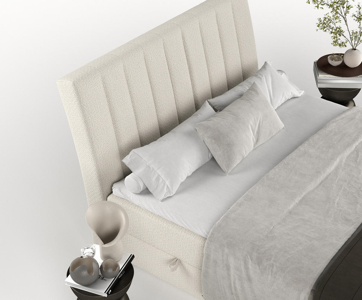BOXBETT Merton Beige 180/200 cm - Beige/Schwarz, Holz/Holzwerkstoff (180/200cm) - Maison de Reve