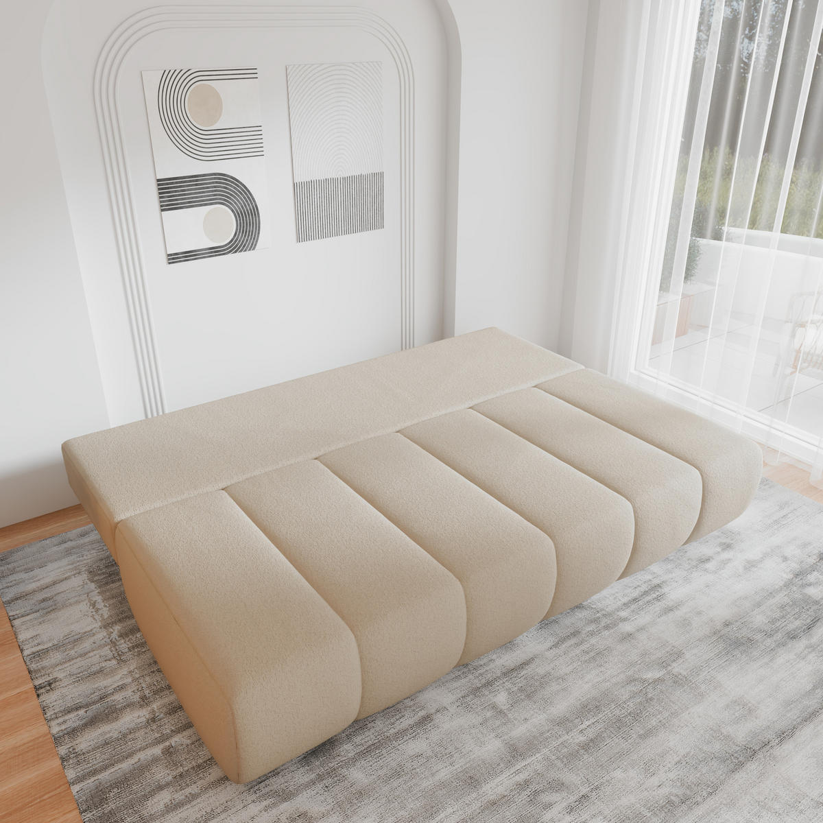 SCHLAFSOFA - Fluffy - Creme (Anthology 20) - Creme, Holz (210/88/104cm) - Möblo
