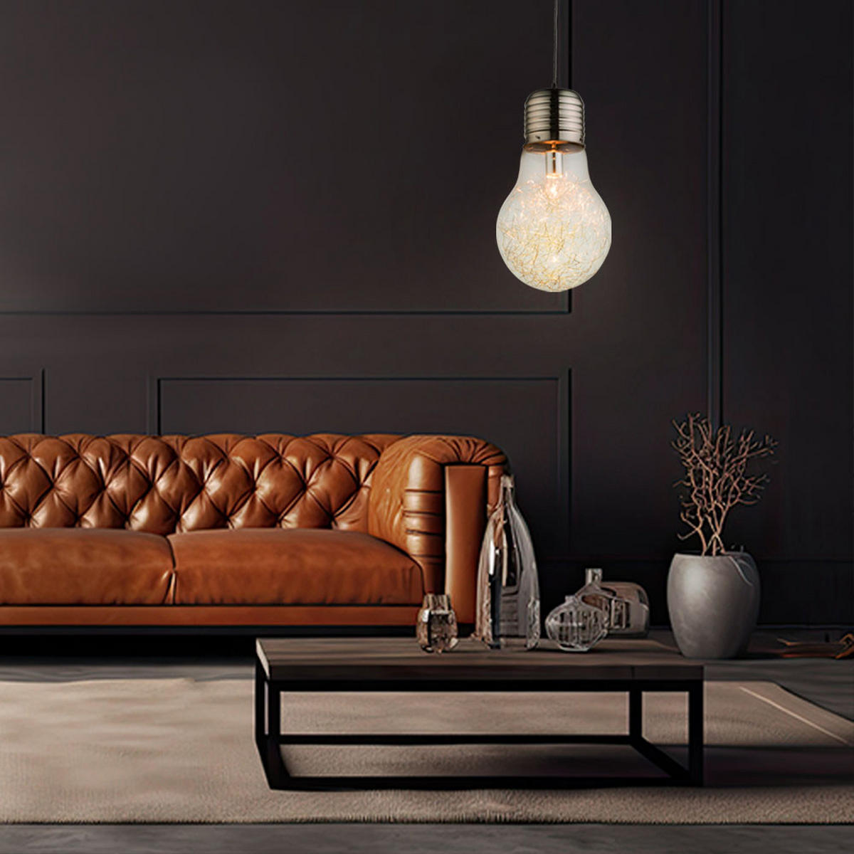 HÄNGELEUCHTE LEVIN Glas Silber - Silberfarben, Glas (27.5/27.5/135cm) - Globo Lighting