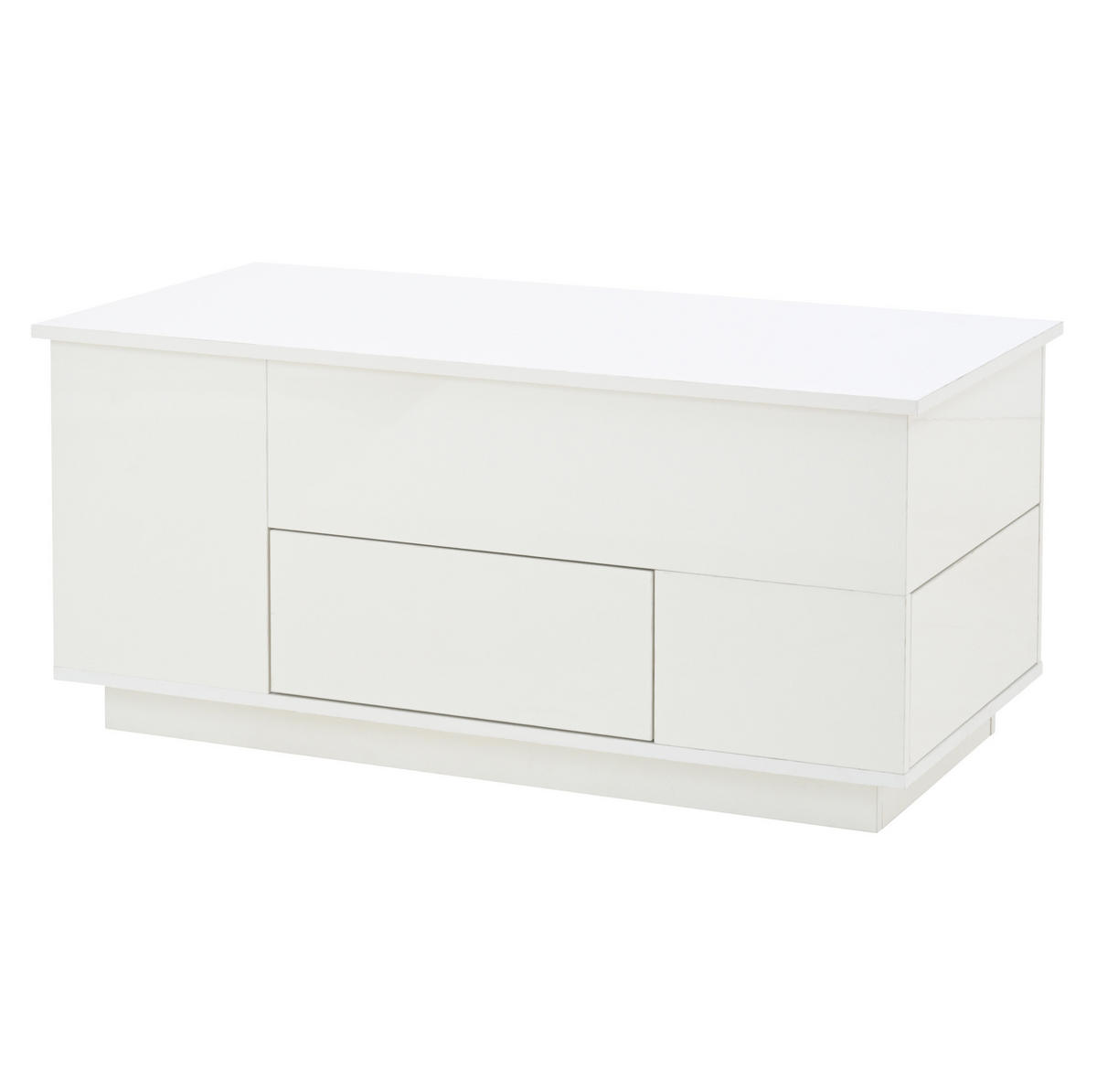 COUCHTISCH 100/50/45 cm Weiß aus Spanplatte höhenverstellbar mit LED - Weiß, Holzwerkstoff (100/50/45cm) - OKMYHOME