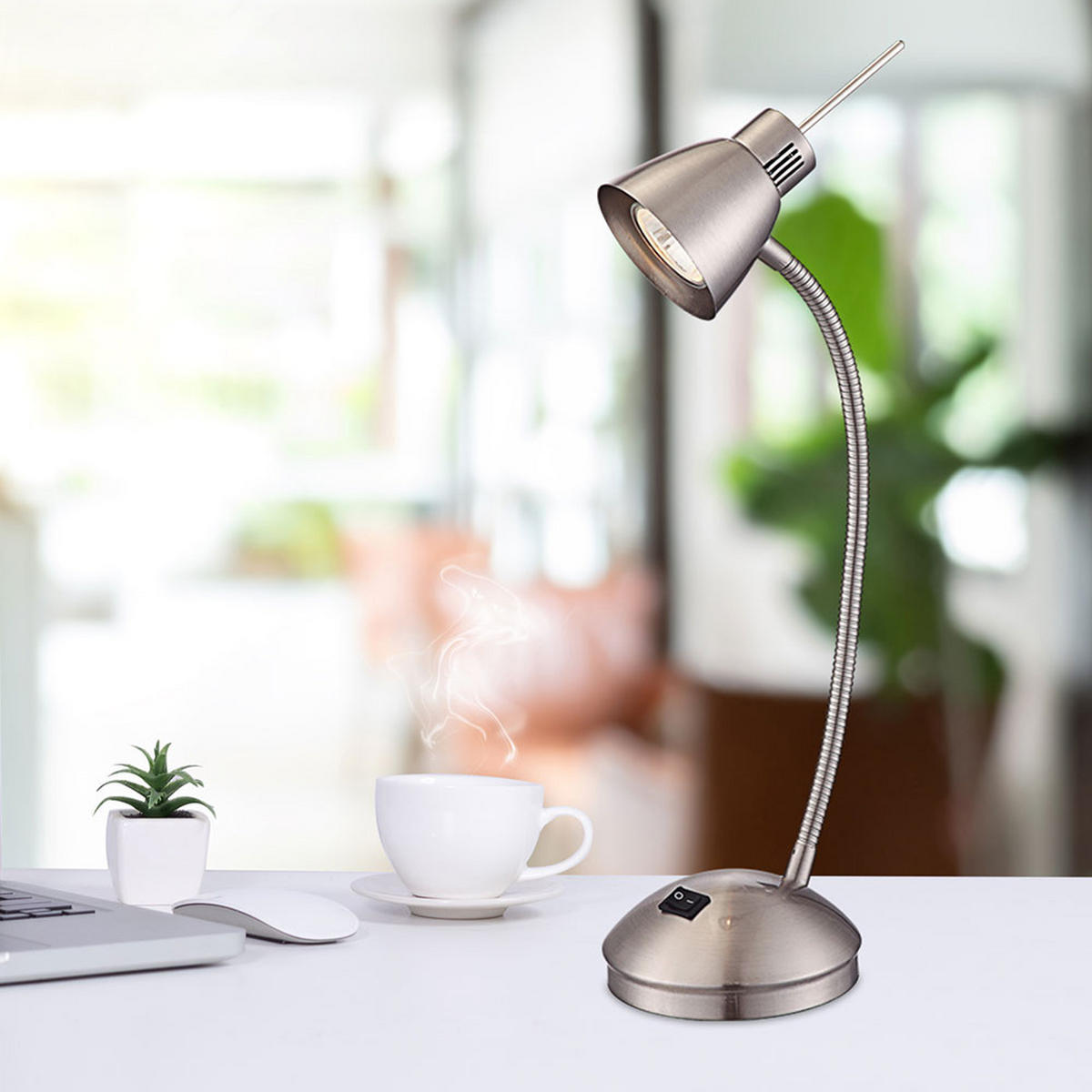 LED TISCHLEUCHTE Metall Silber matt - Silberfarben, Metall (24/24/44cm) - Globo Lighting