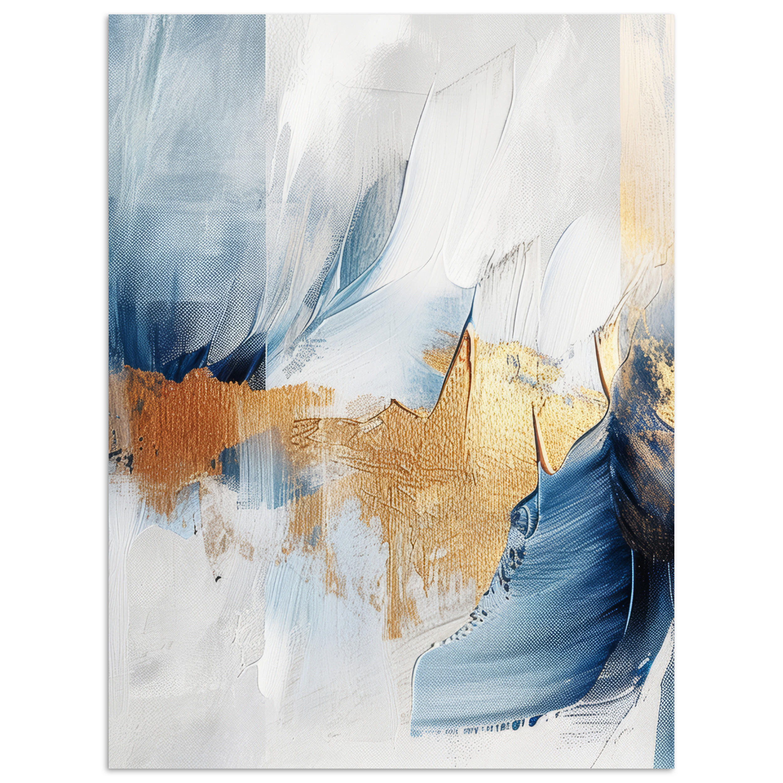 MuchoWow PLAKÁT Zlatá - modrá - akvarel - umění - moderní 60x80 cm