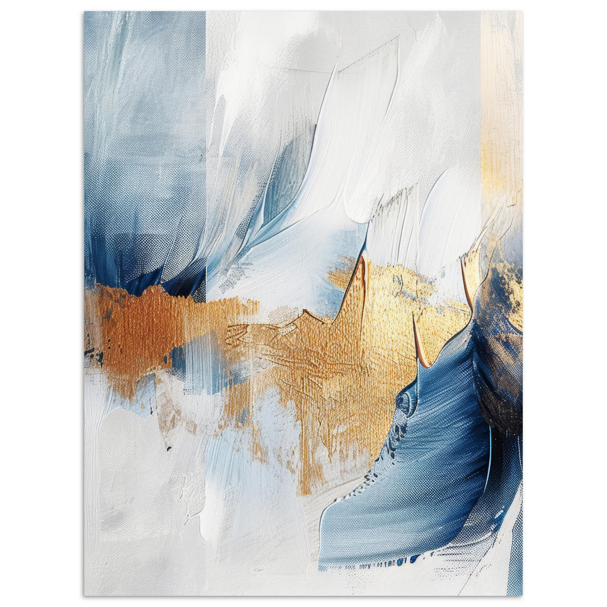 POSTER Gold - Blau - Aquarell - Kunst - Modern 60x80 cm - Hellblau, Papier (60/80/0.1cm) - MuchoWow