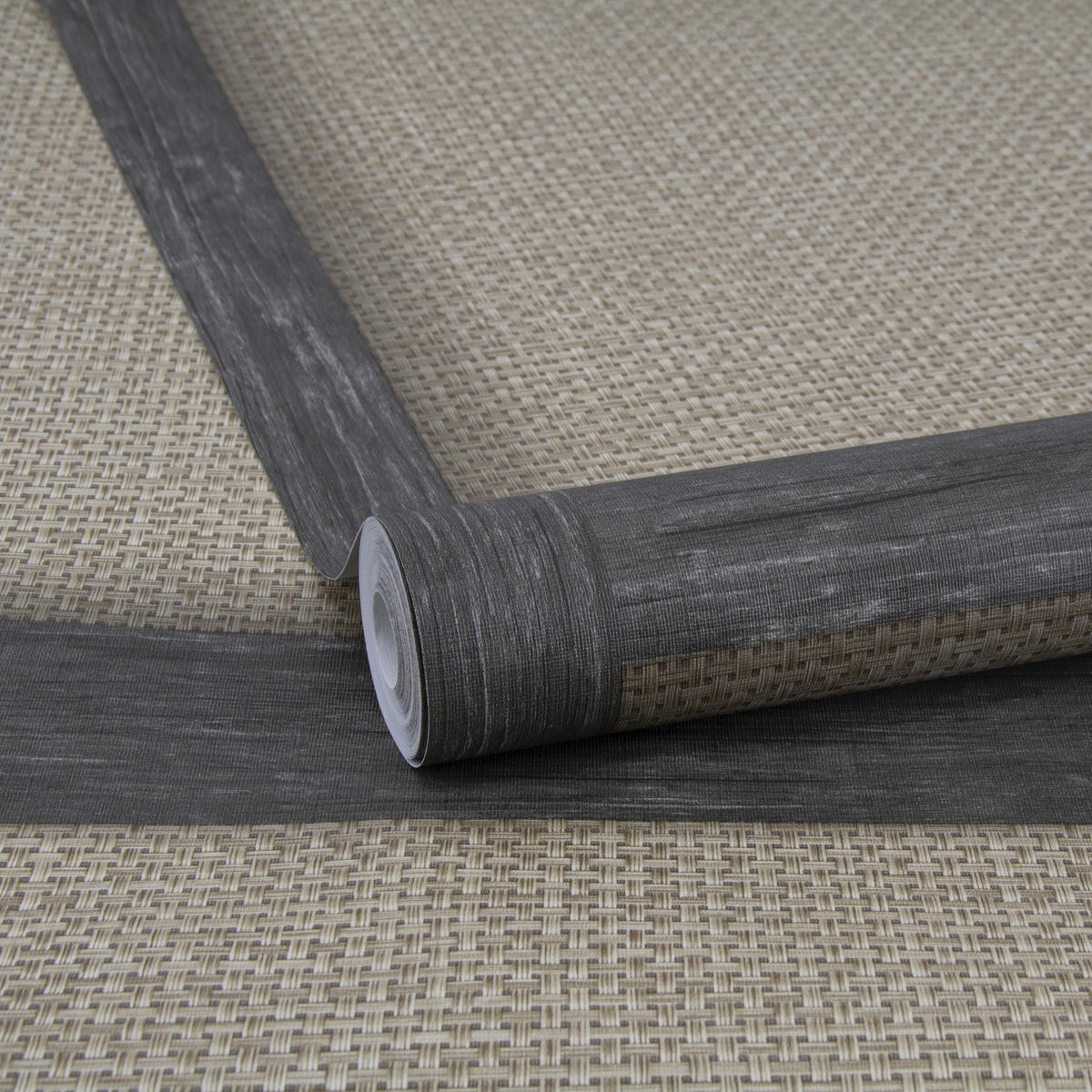 VLIESTAPETE - Rattan-Rahmen - Schwarz/Braun, Papier/Kunststoff (52/1000cm) - Easy Decor