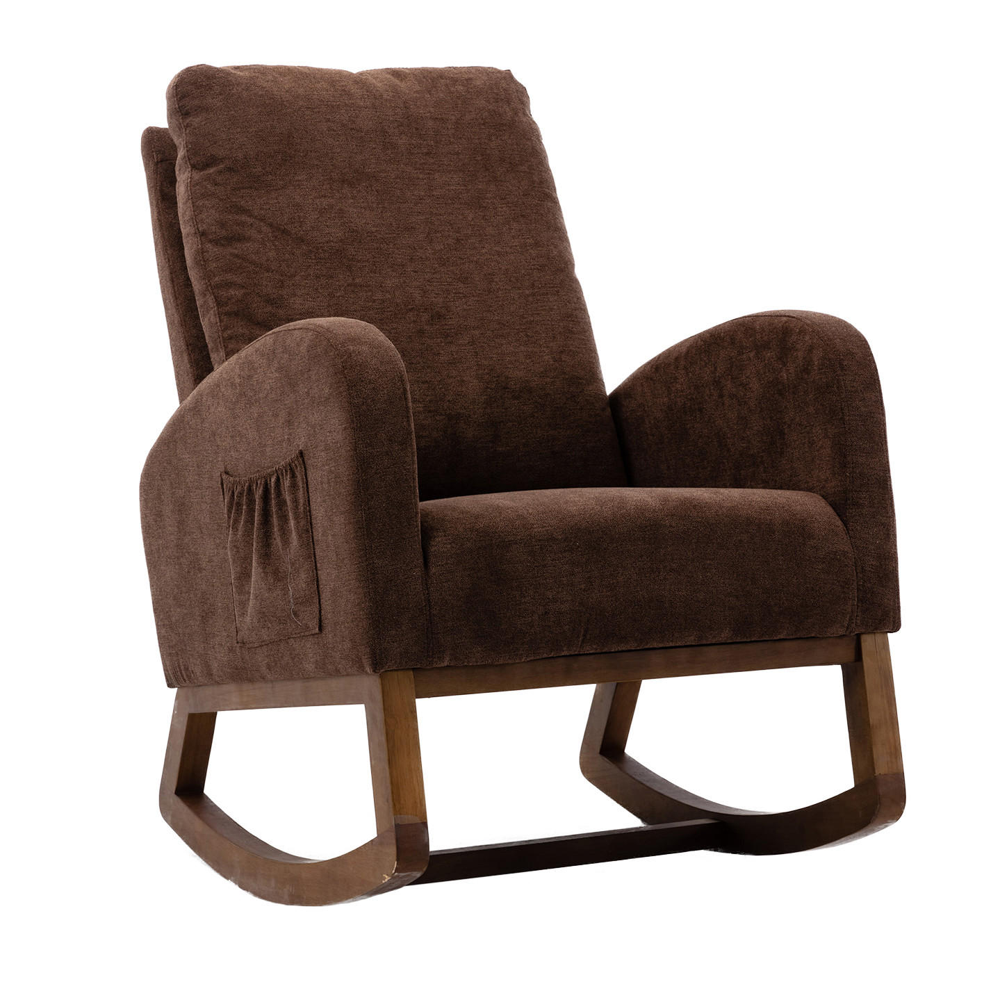 SCHAUKELSTUHL Leinen Kaffee - Braun, Holz/Textil (69/101/94cm) - Urban Meuble