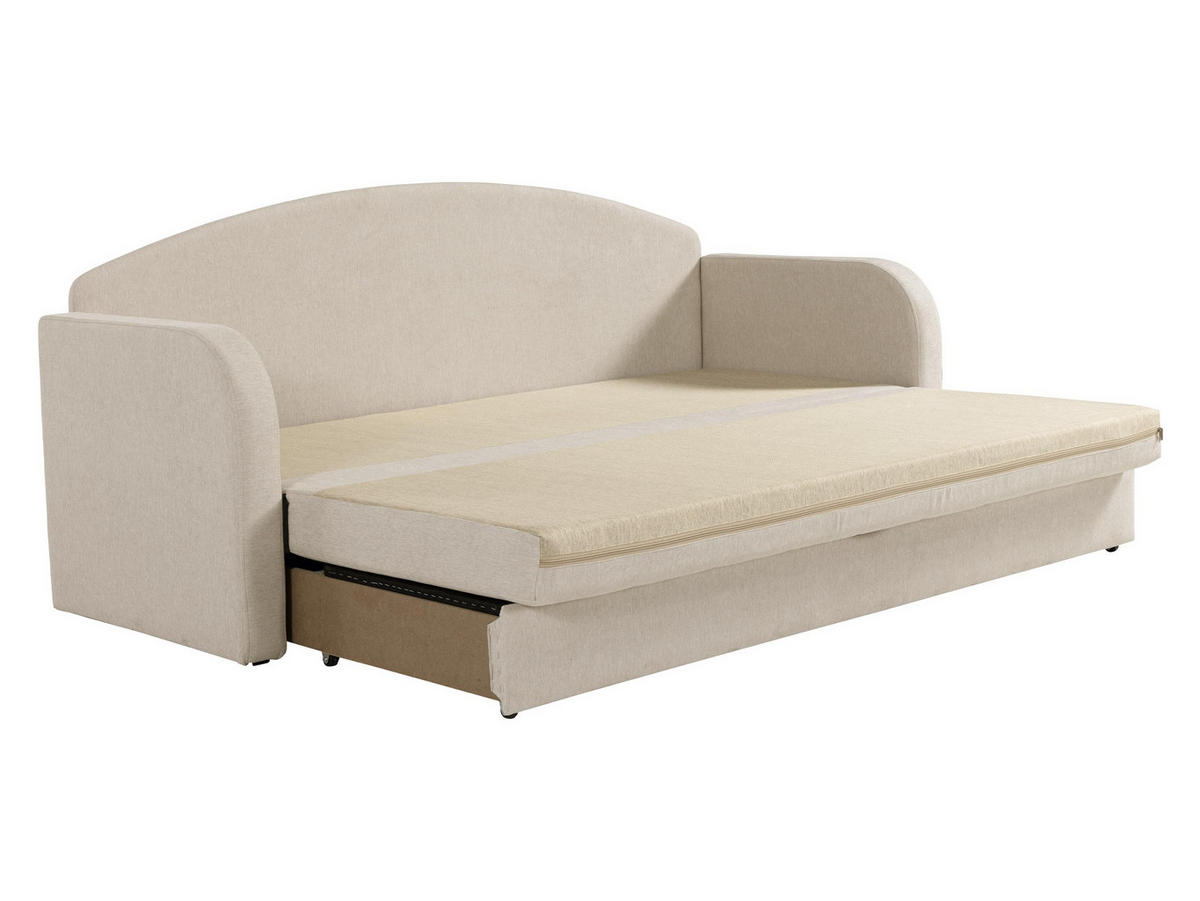 CANAPEA EXTENSIBILA Tenus - bej/turcoaz, material textil/lemn (208/86/76cm) - MIRJAN24