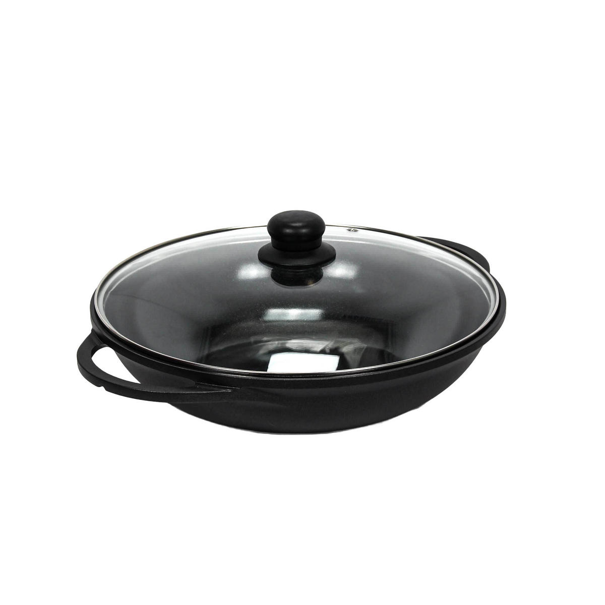 WOK mit Glasdeckel Ø 32 cm - Schwarz, Metall (32cm)