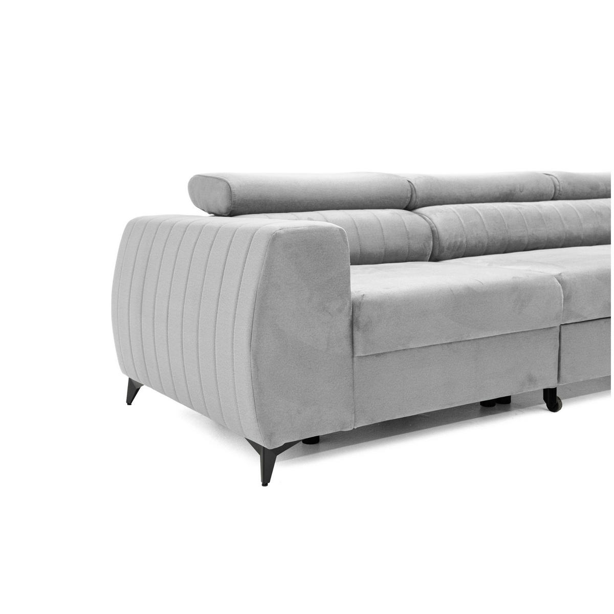 ECKSOFA PIERO MAXI Rechts mit Schlaffunktion 195x125 Velours Grau - Schwarz/Grau, Holz/Textil (203/350cm) - Muffo