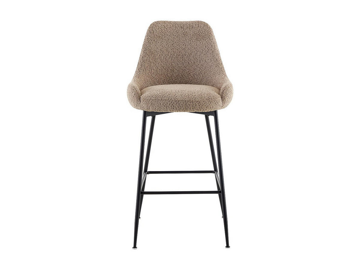 BARHOCKER 2er-Set - Bouclé-Stoff & schwarzes Metall - Taupe - TOYBA - Braun, Textil (52/97/58cm) - Vente-Unique