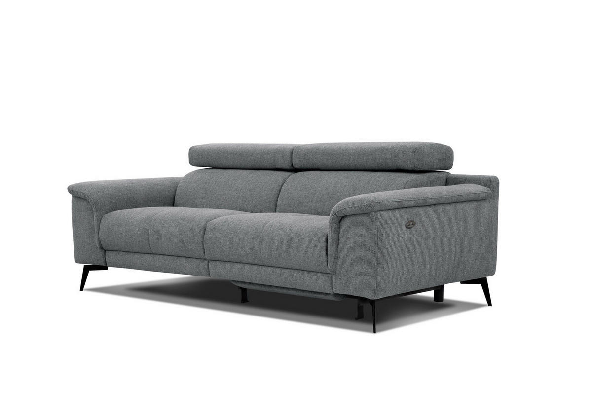 RELAXSOFA FIERO 3-Sitzer mit 1 Relaxfunktion, grau - Schwarz/Grau, Holzwerkstoff/Textil (212/82/103cm) - Courtois Laville