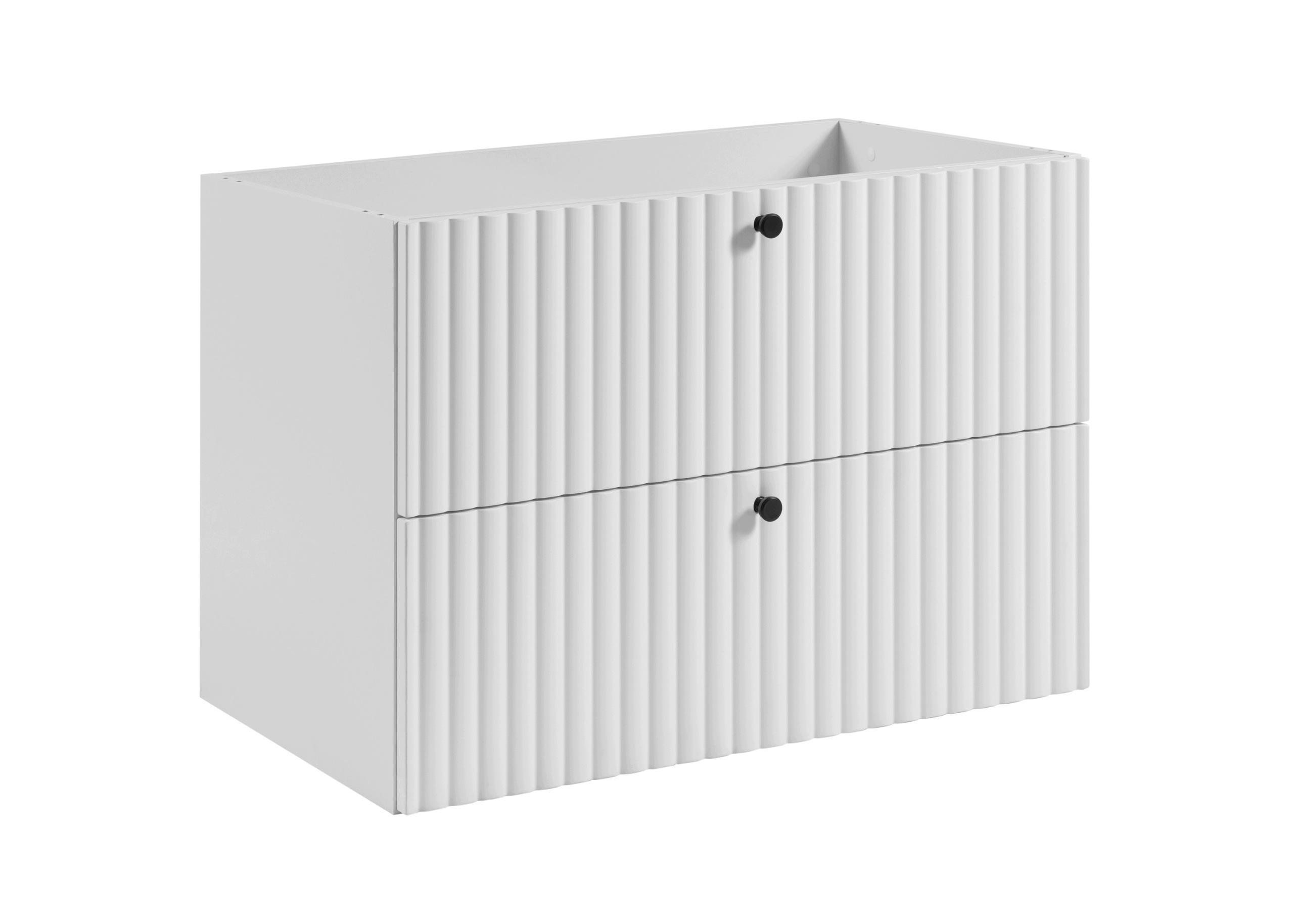 WASCHBECKENUNTERSCHRANK BELLO geriffelt Weiß matt 80/57/46 cm - Weiß, Holzwerkstoff/Metall (80.2/57/46cm) - Rodan