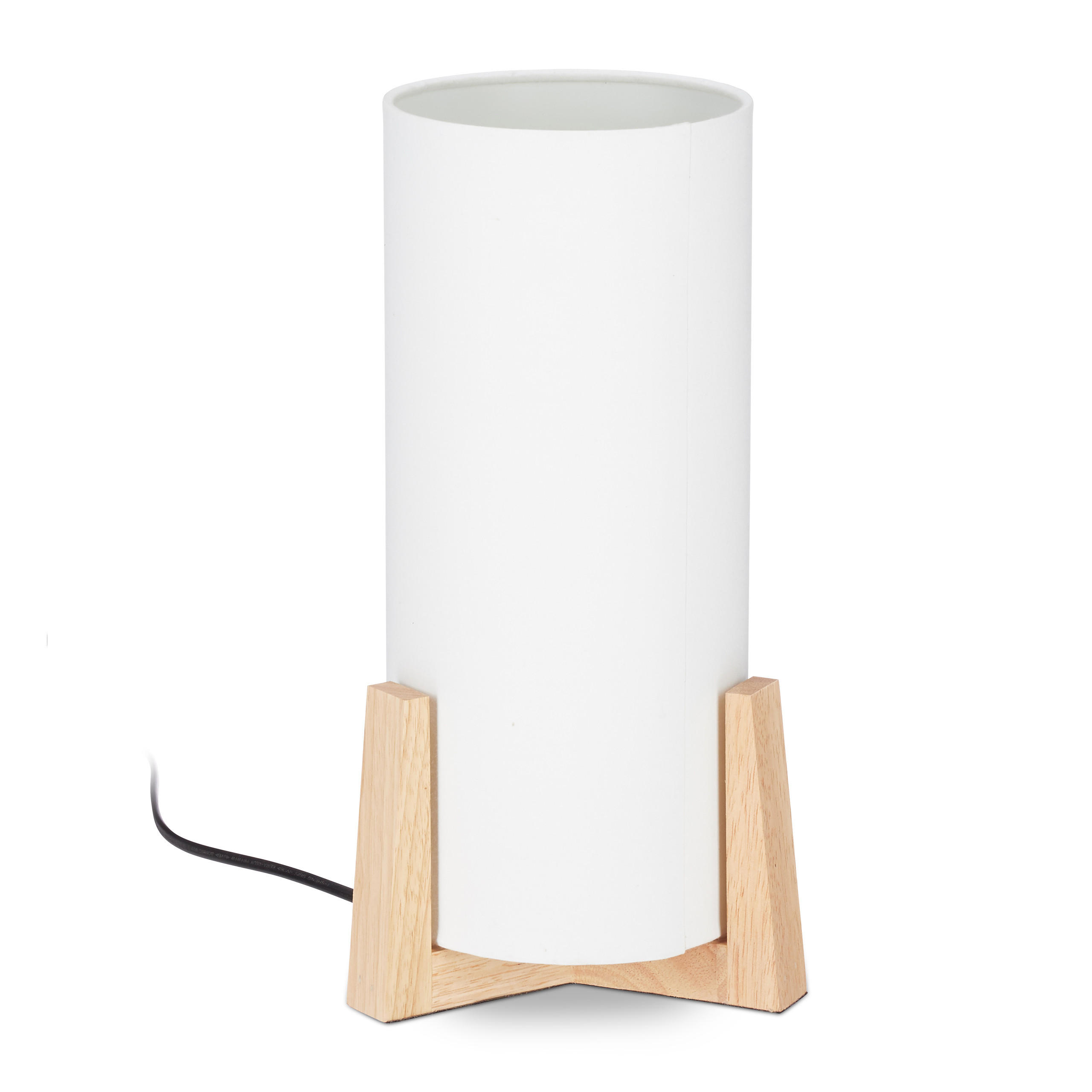 TISCHLAMPE - Weiß, Holz/Textil (15/15/32.5cm) - Relaxdays