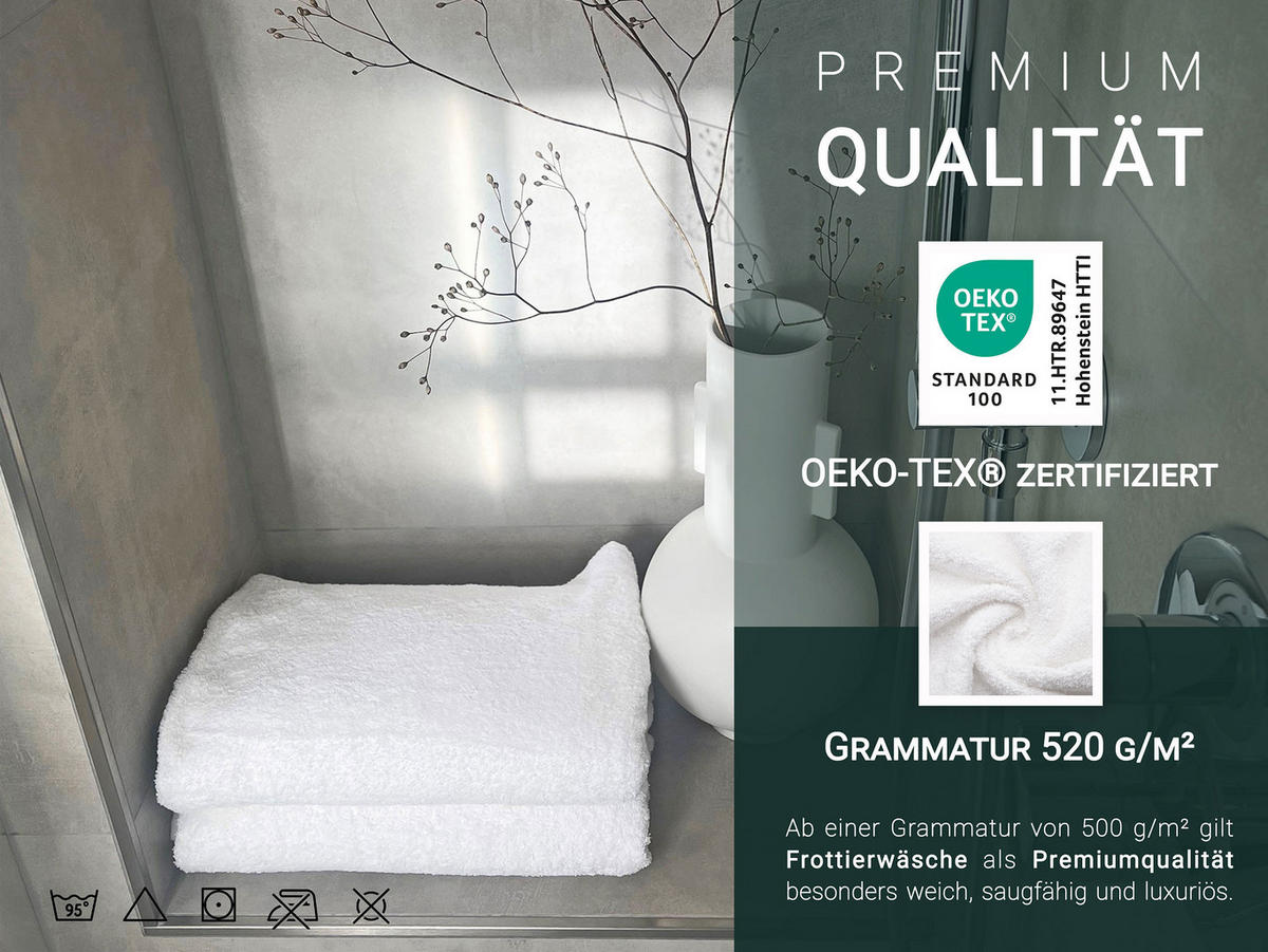 DUSCHTÜCHER, 3er-Set, 70x140 cm, 100% Baumwolle, Weiß - Weiß, Textil (70/140cm) - Zollner