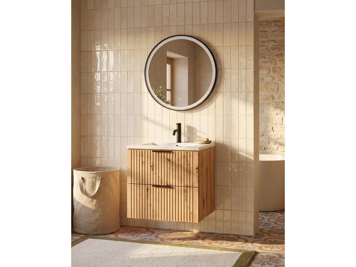 EINZELWASCHTISCH - 60 x 46 - holz - naturfarben hell Zevara - Weiß, Holz (60/57/46cm) - Vente-Unique