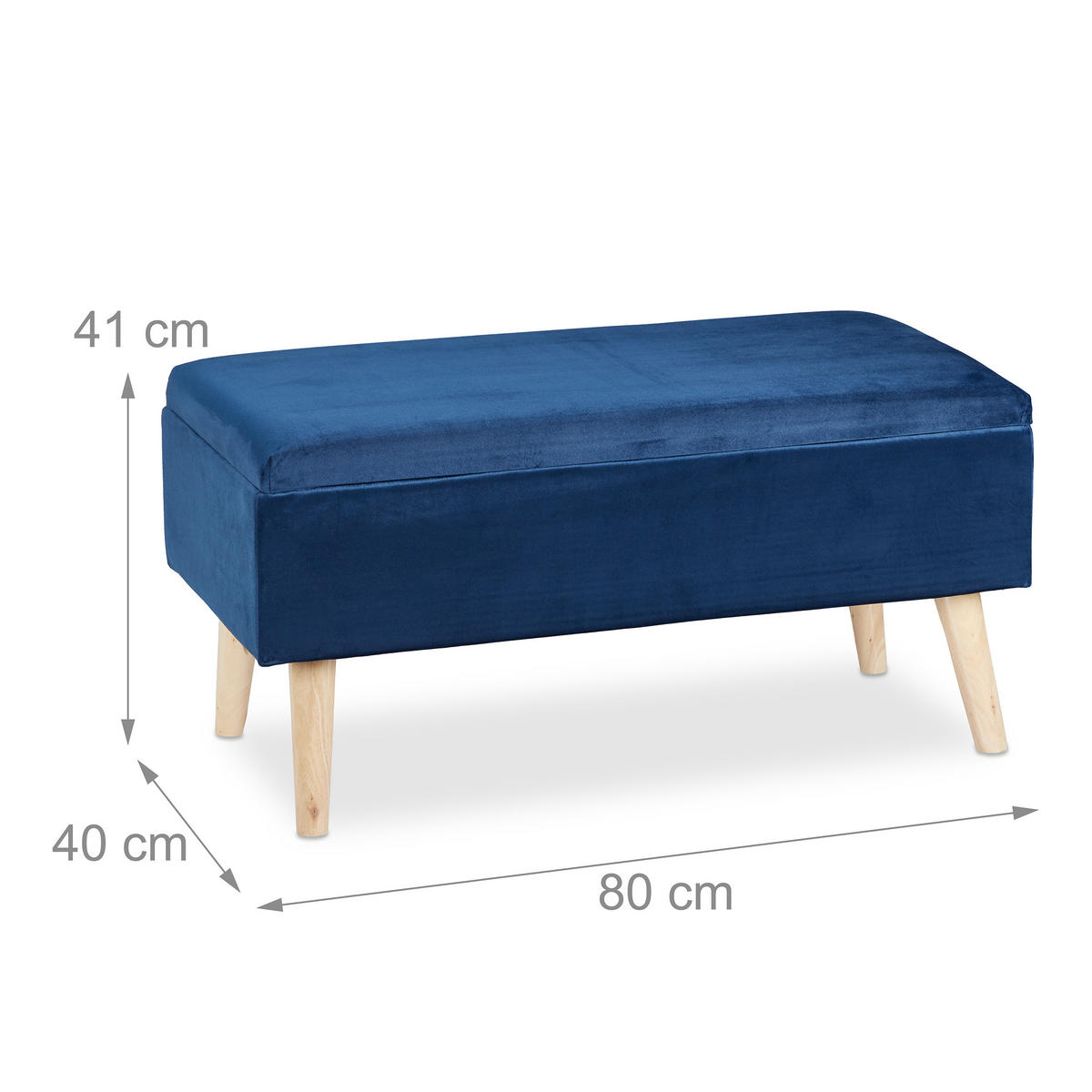 SITZBANK - Dunkelblau, Holz/Holzwerkstoff (80/41/40cm) - Relaxdays