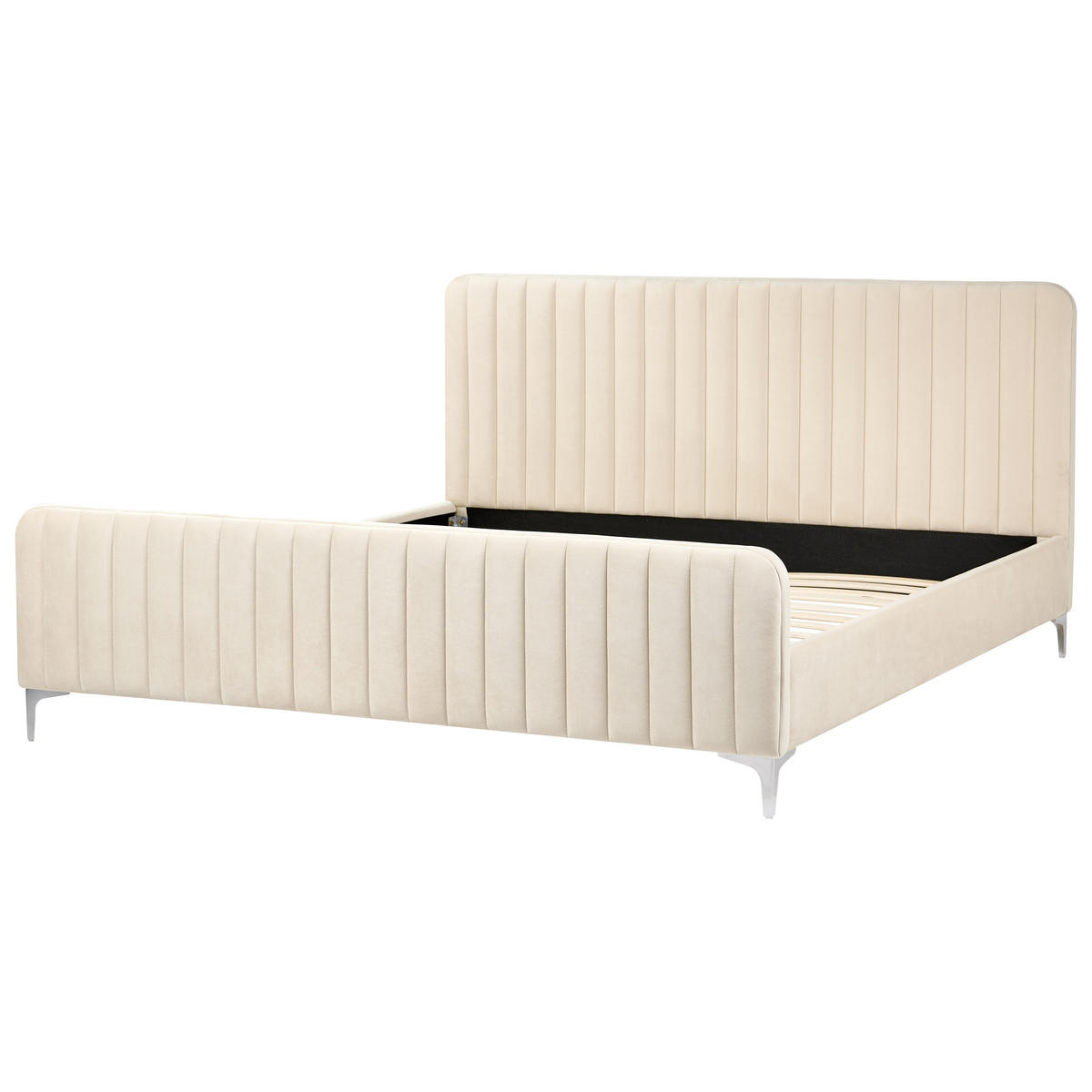 BETT mit Lattenrost 180/200 cm Samtstoff Hellbeige Lunan - Beige, Textil (180/200cm) - Beliani
