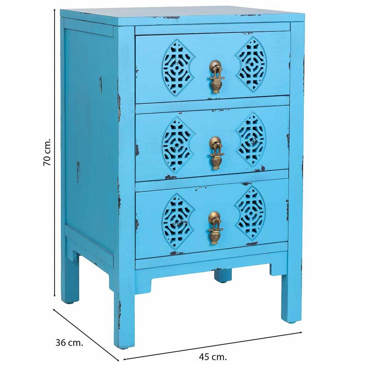 NACHTTISCH aus Holz, blau, 45x36x70cm - Blau, Holz (45/70/36cm) - Wanderlust