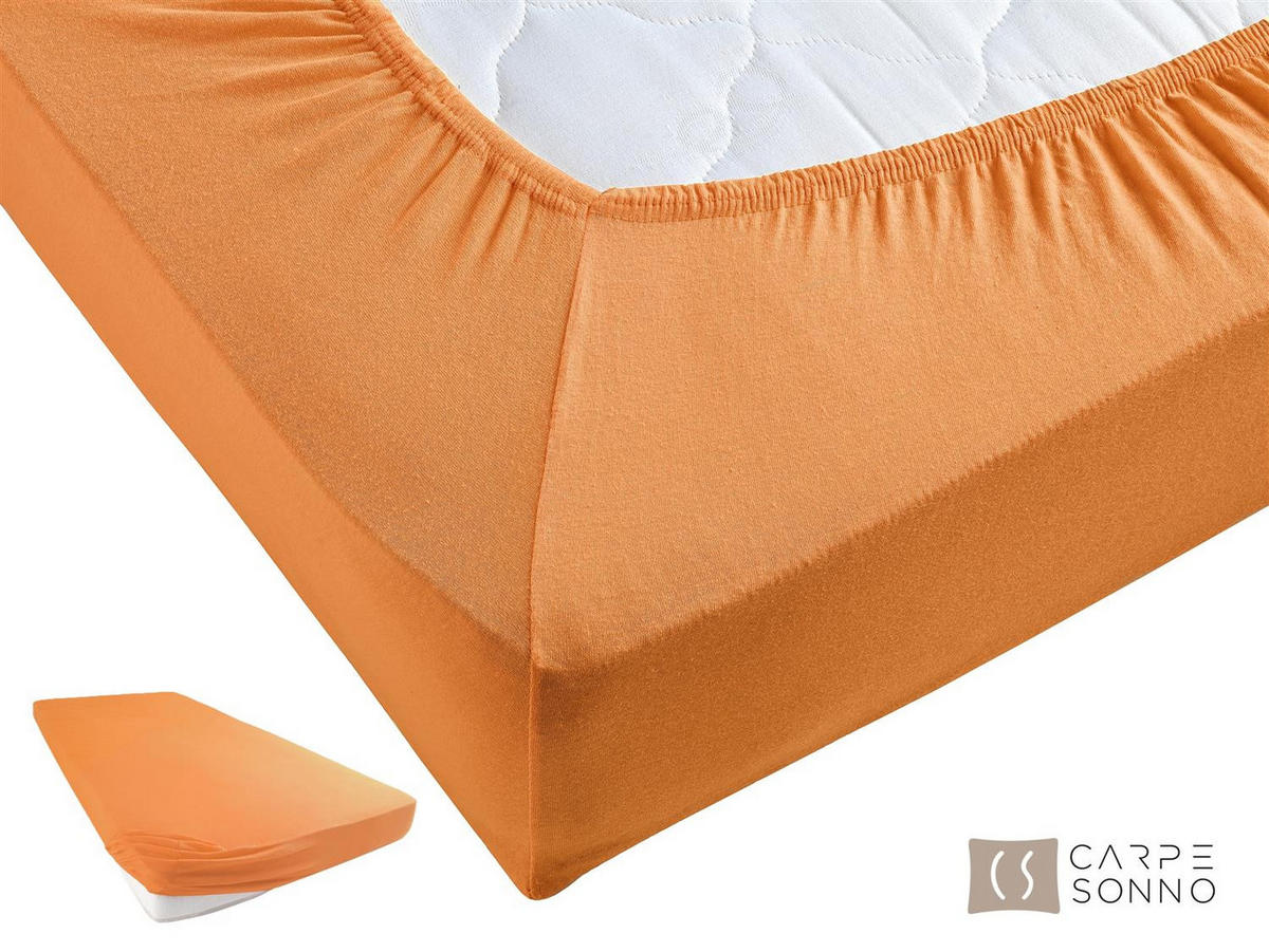 JERSEY-SPANNBETTLAKEN 200x200 cm aus 100% Baumwolle, Bettlaken Orange Uni - Orange, Textil (200/200cm) - Carpe Sonno