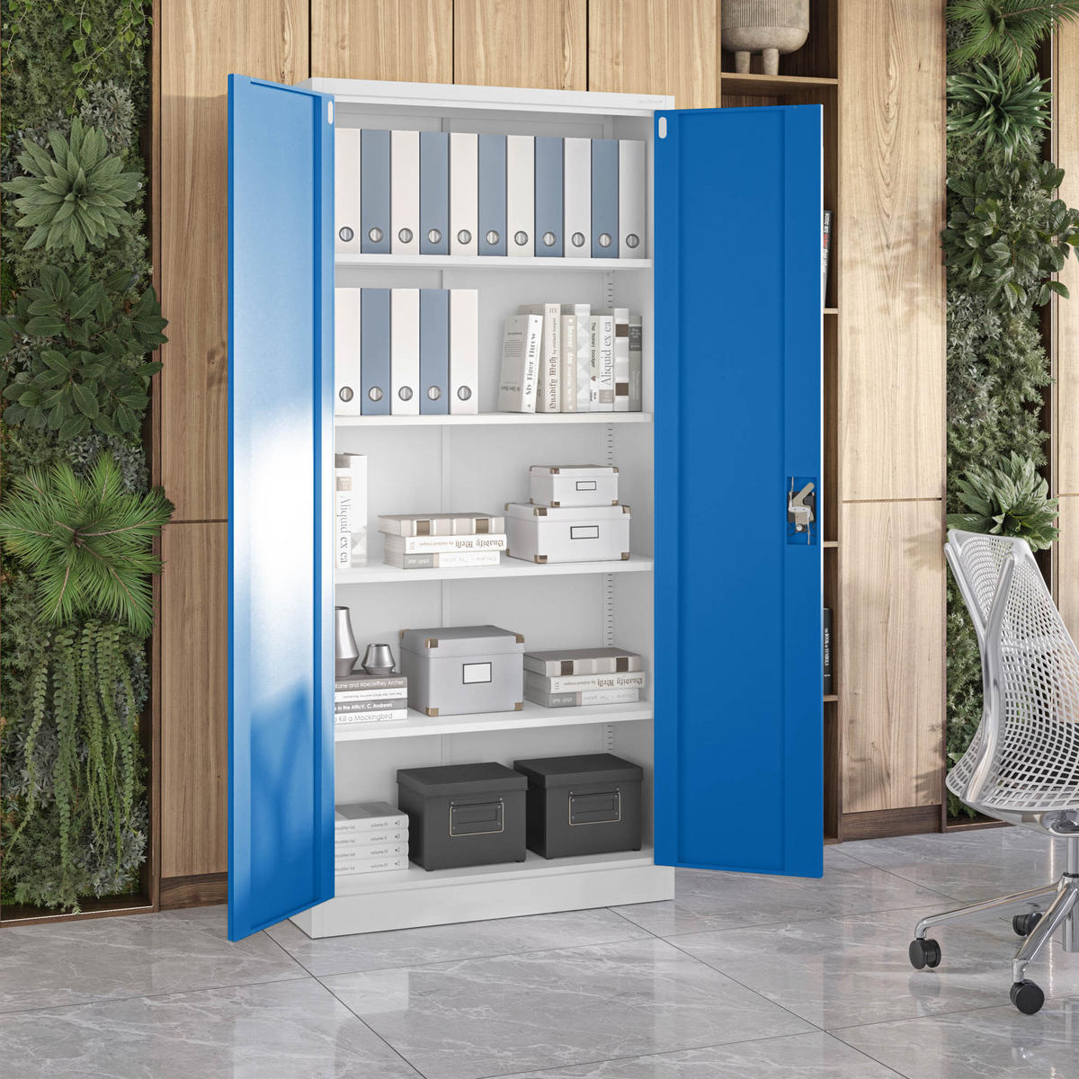 AKTENSCHRANK JAN H - Blau/Grau, Metall (90/195/40cm) - Jan Nowak