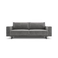 AUSKLAPPBARES-SOFA mit Bettkasten Caro aus Samt hellgrau 3 Sitzplätze - Hellgrau, Textil (97/93/236cm) - Micadoni