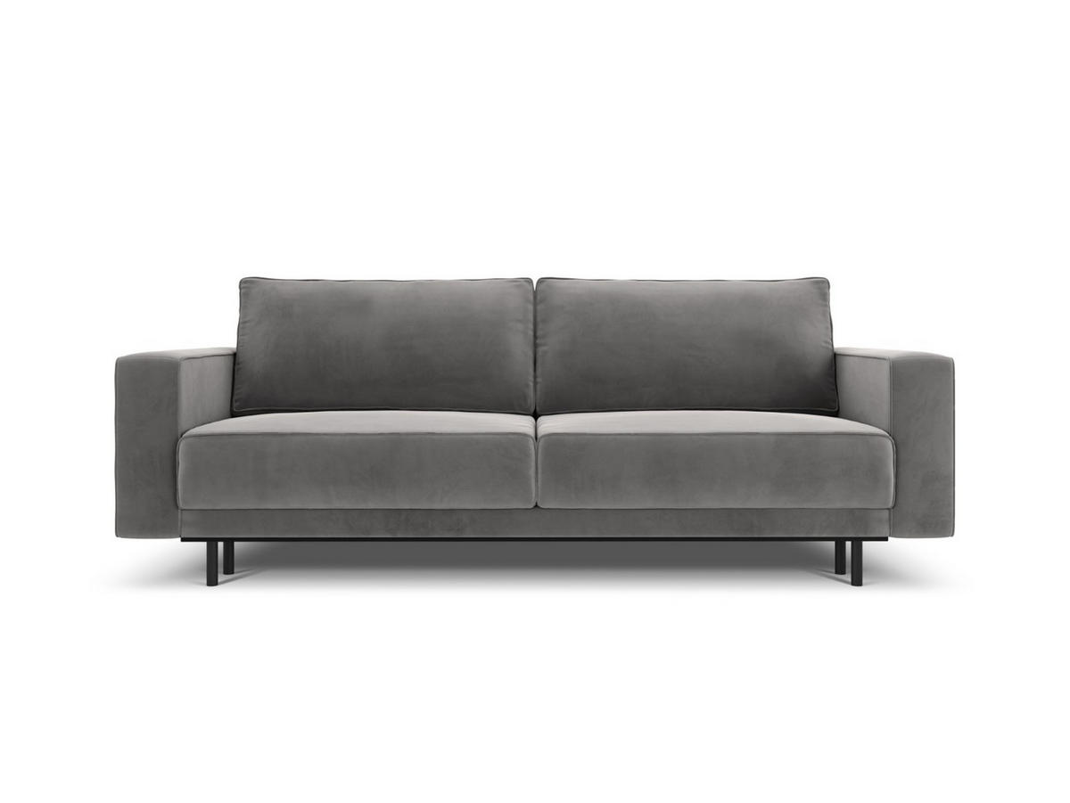 AUSKLAPPBARES-SOFA mit Bettkasten Caro aus Samt hellgrau 3 Sitzplätze - Hellgrau, Textil (97/93/236cm) - Micadoni