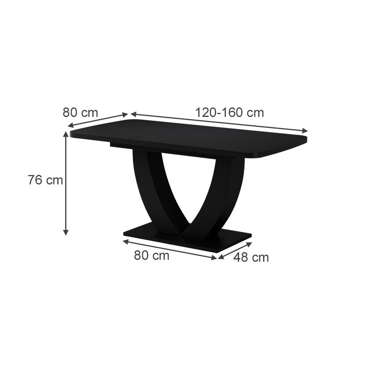 JÍDELNÍ STŮL Fenaro Černá - černá, kompozitní dřevo (80/120/77.4cm) - Vicco