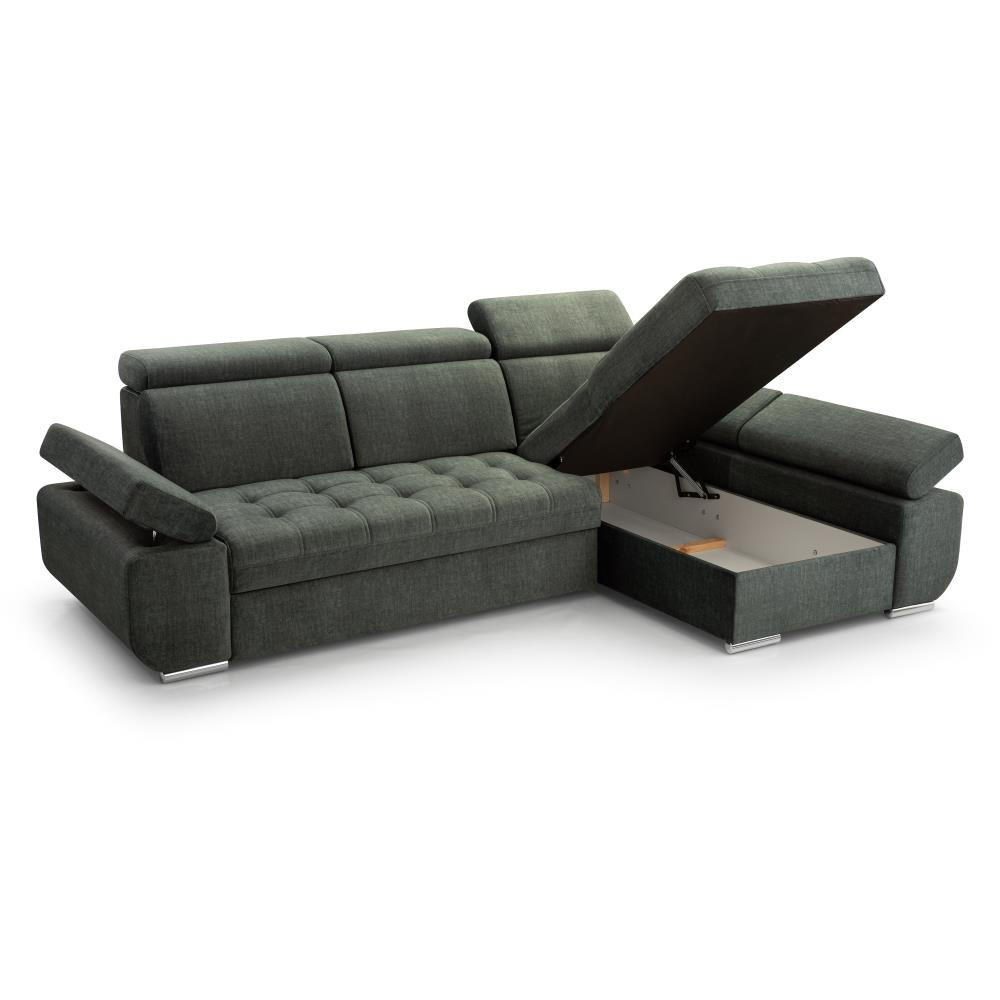 ECKSCHLAFSOFA Bianca beige rechts - Chromfarben/Beige, Textil (264/165cm) - Beautysofa