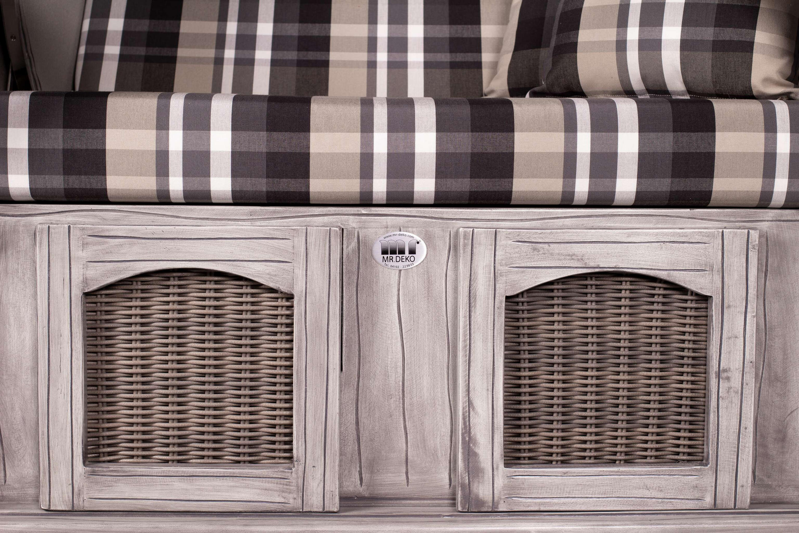 STRANDKORB Düne Koboo Grau Bullaugen - Braun/Grau, Metall (125/170/80cm) - Mr. Deko