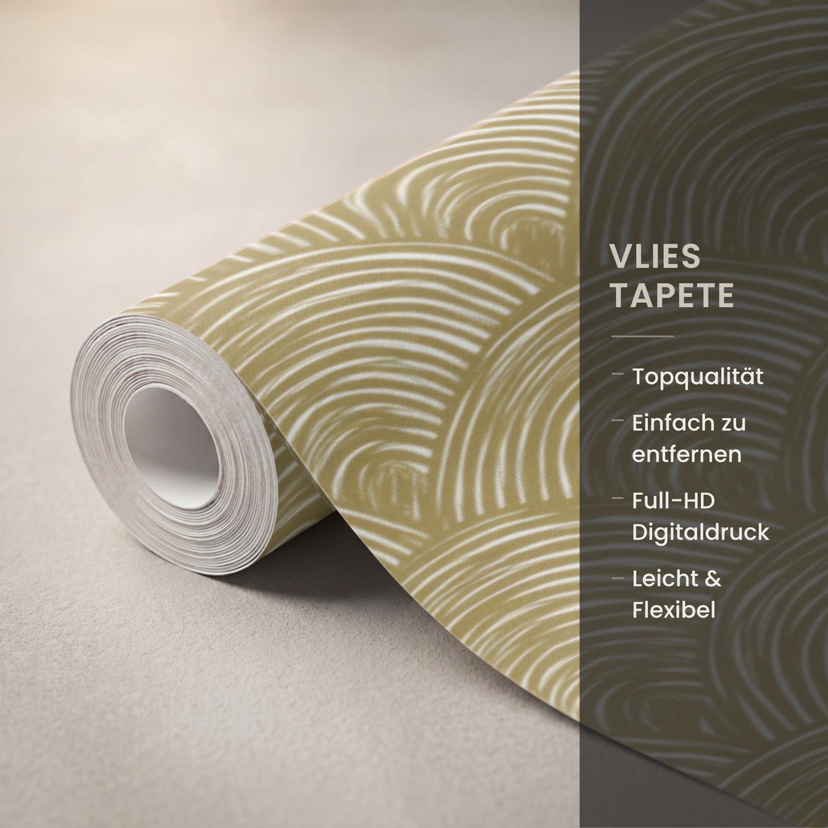 TAPETE - Fächer - Geometrisch - Grün - 300x200 cm - Goldfarben, Papier (300/200cm) - OnlyWow
