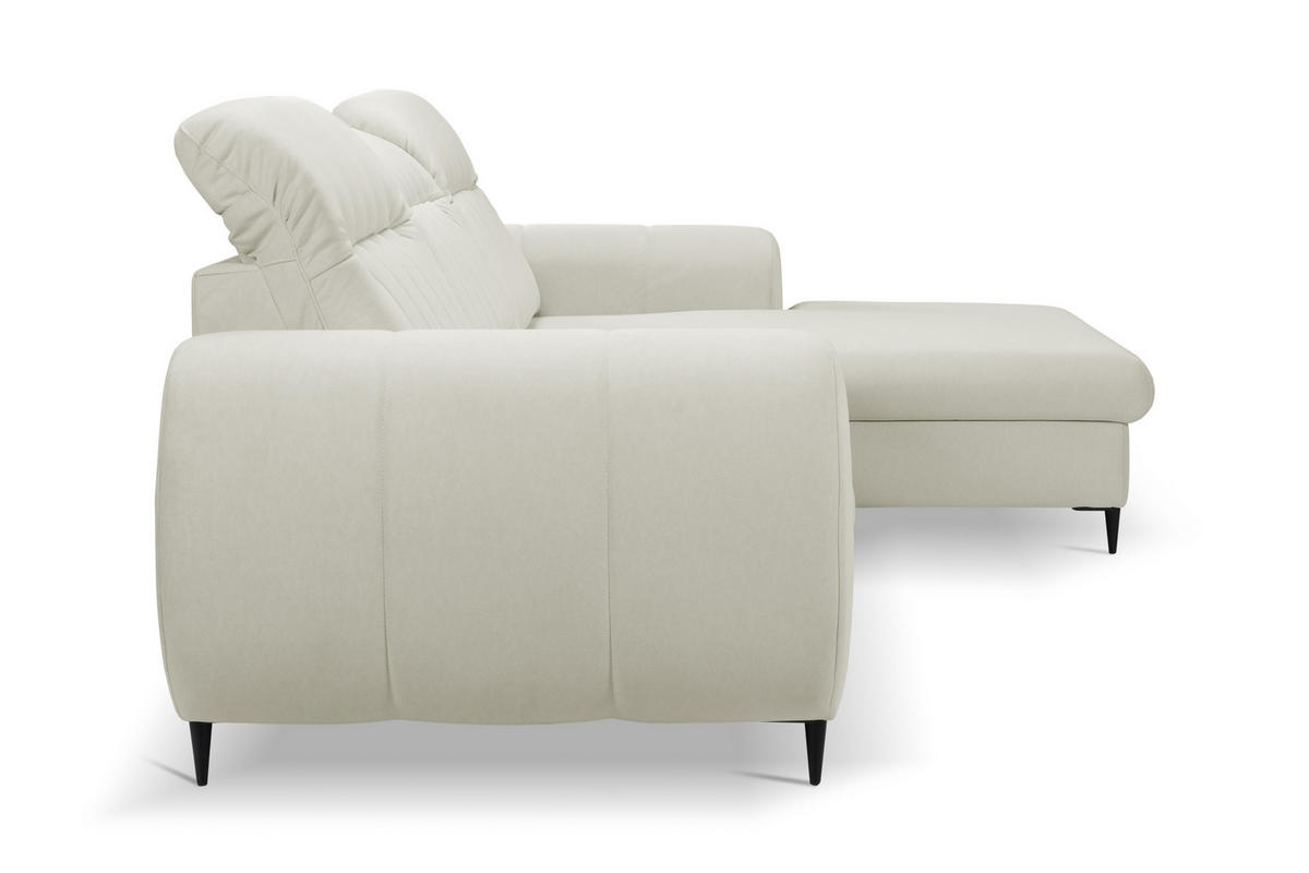 ECKSOFA PURO R-S Beige Plüsch-Stoff mit Schlaffunktion - Beige, Holz (275/166cm) - MASSENO