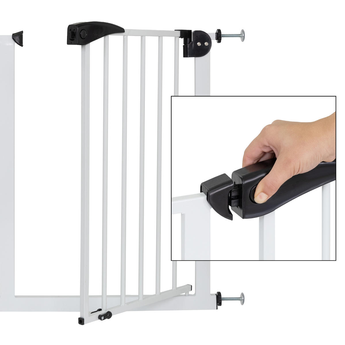BEZPEČNOSTNÍ BRÁNA DO DVEŘÍ 70–75 cm, bílá, bez vrtání, otočná na obě strany - bílá, kov (3/75cm) - ECD-Germany