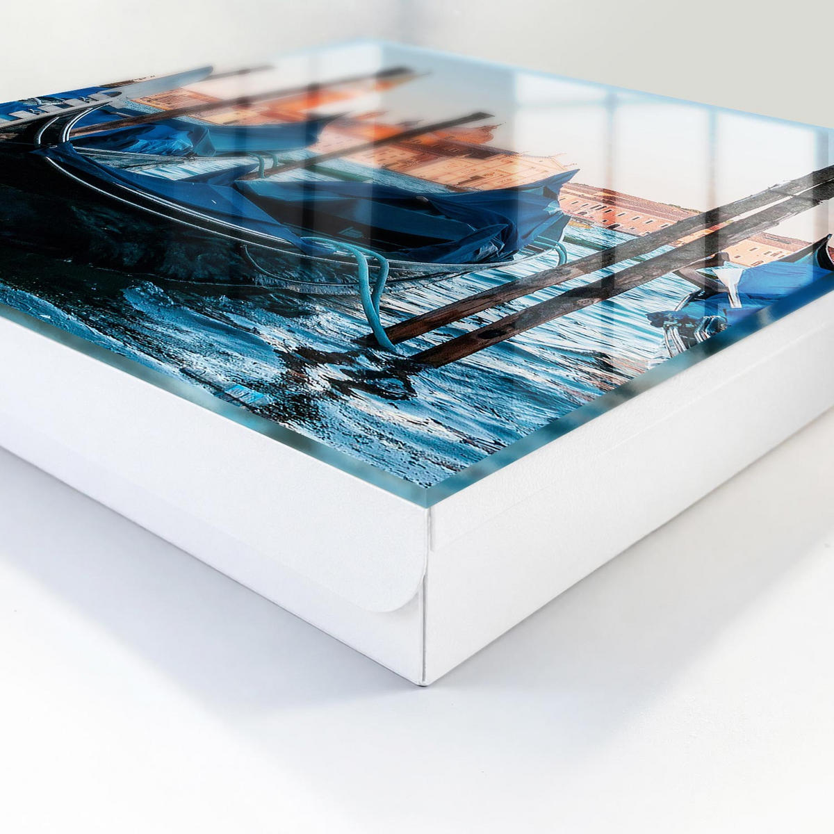 SCHLÜSSELBOX Weiß 30x30 cm – Türöffnung nach rechts - Italienische Landschaft - Blau, Metall (30/30/5cm) - TULUP