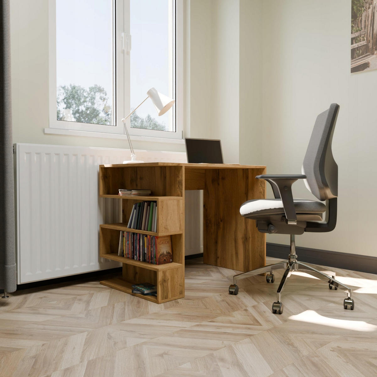 SCHREIBTISCH CR3-STERN T-12 Wotan Eiche 90/56/73,9 cm - Eiche Wotan, Holzwerkstoff (56/90/73.9cm)
