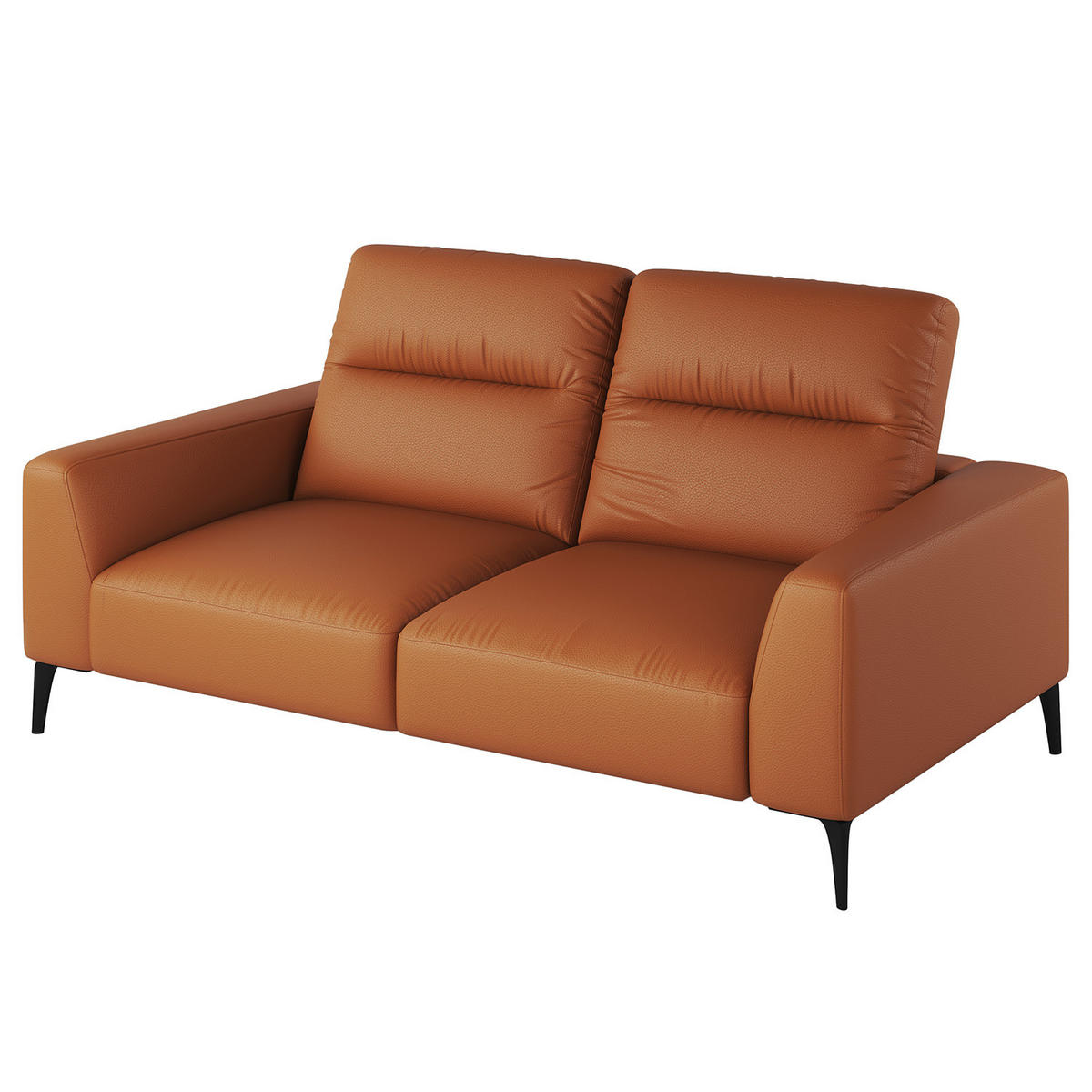2-SITZER SOFA - Kastanienfarben/Schwarz, Leder/Metall (170/73/107cm) - home24