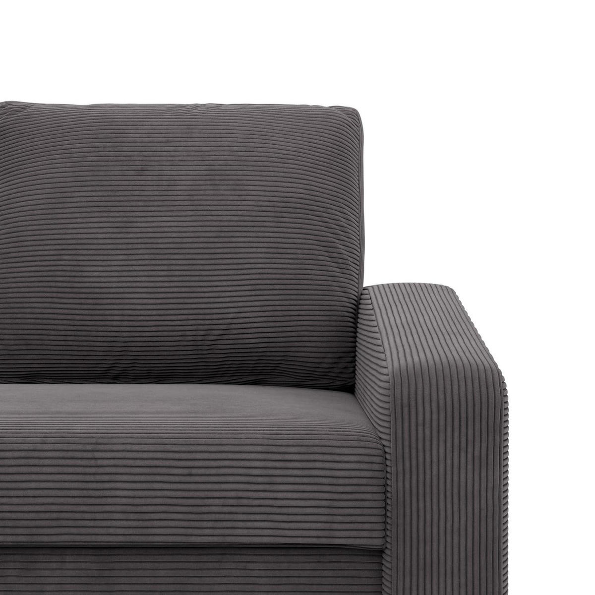 SOFA 3-SITZER MIT SCHLAFFUNKTION NEO, Cord - Dunkelgrau - Grau, Textil (220/92/92cm) - Mebligo