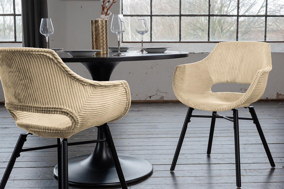 ESSZIMMERSTUHL ZAJA Cremeweiß Cord - Creme, Textil (57/81.5/59cm) - KAWOLA