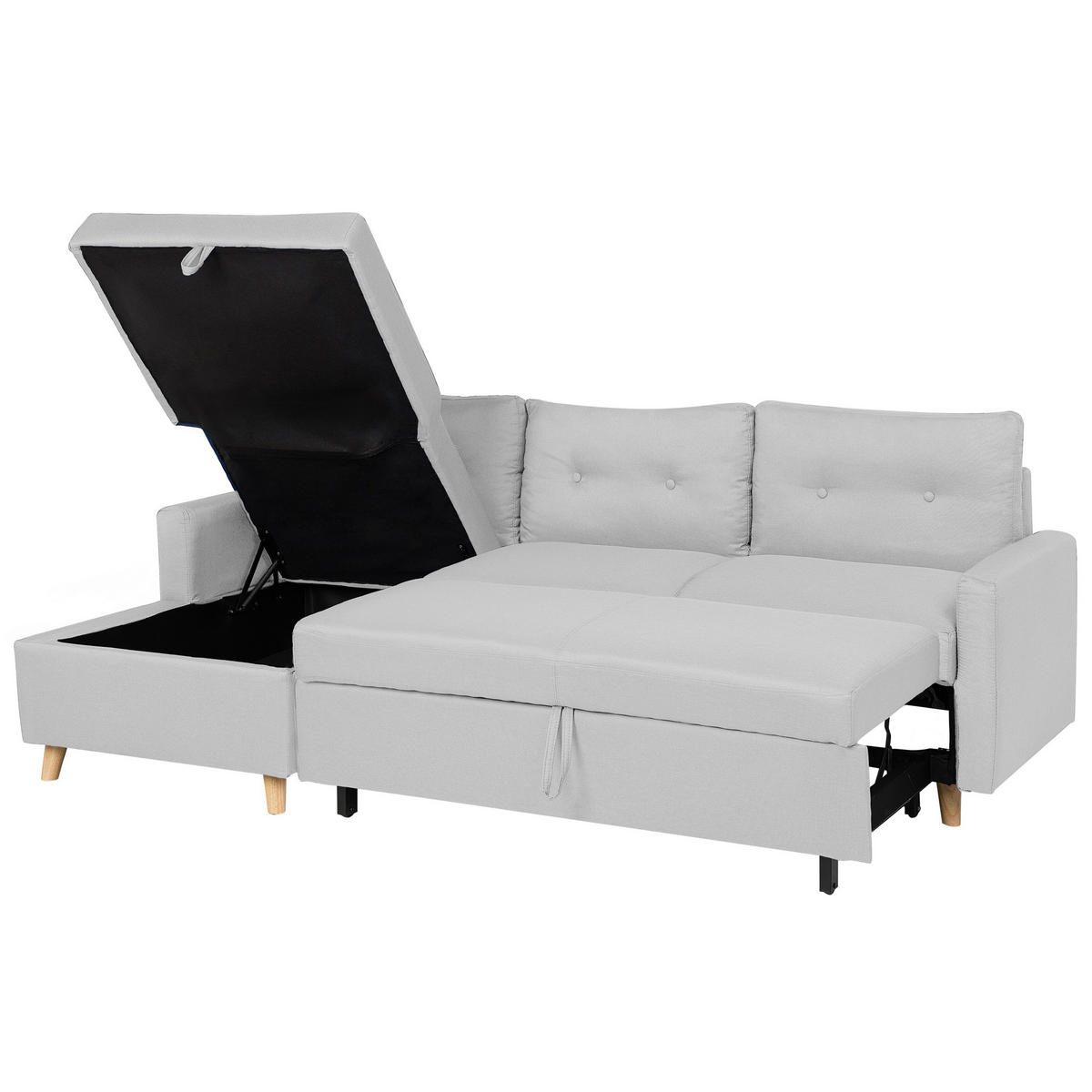 ECKSOFA Polsterbezug Hellgrau linksseitig Flakk - Hellgrau, Textil (232/147cm) - Beliani