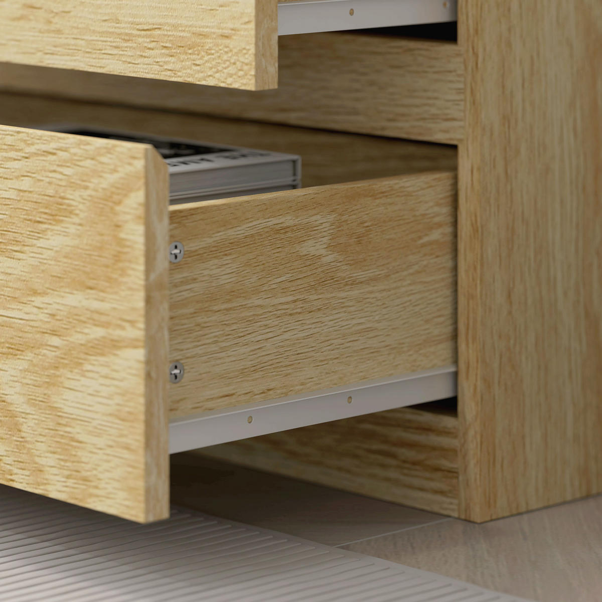 AKTENREGAL DE-14433 180 cm, 3 Böden und 3 Schubladen Holzoptik - Naturfarben, Holzwerkstoff (35/180/60cm) - ComfortXL