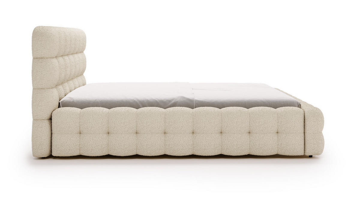 POLSTERBETT 140x200 cm Parlas Bis, Bettkasten, Lattenrost, Boucle, Creme - Creme, Holz/Textil (140/200cm) - Emporius