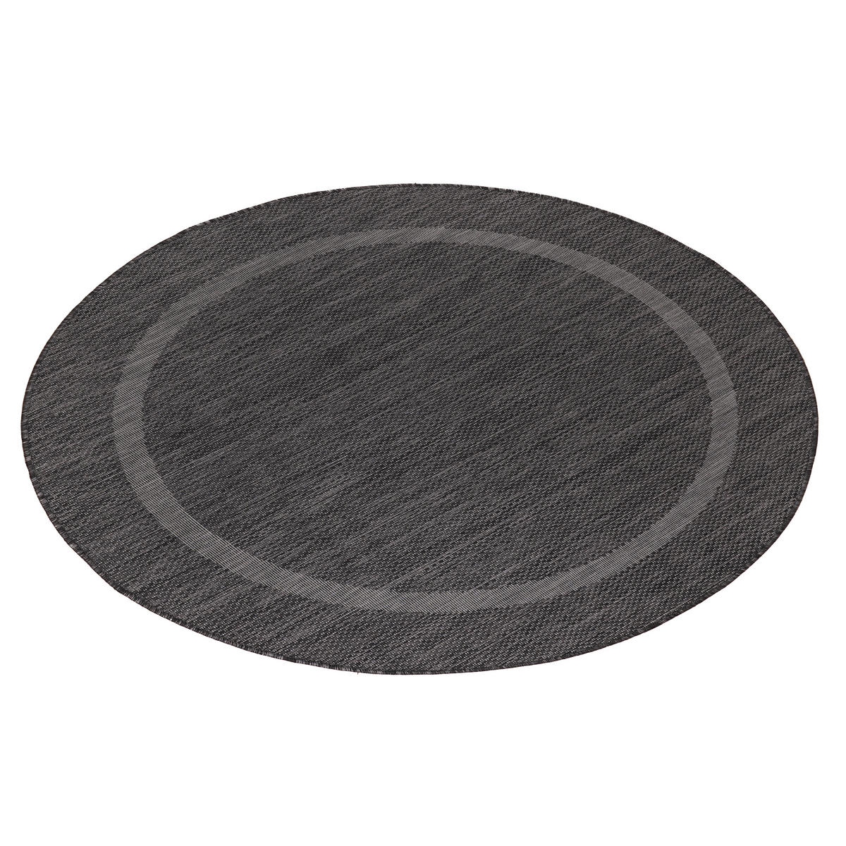TEPPICH Outdoor Flachgewebe Uni-Design Polypropylen Balkon Schwarz Rund 120x120 - Schwarz, Textil (120/120cm) - KADIMA DESIGN