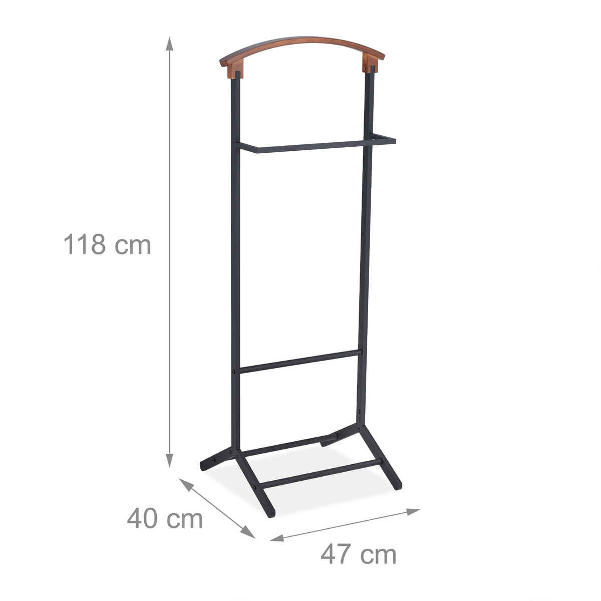 HERRENDIENER - Schwarz, Holzwerkstoff/Metall (47/118/40cm) - Relaxdays