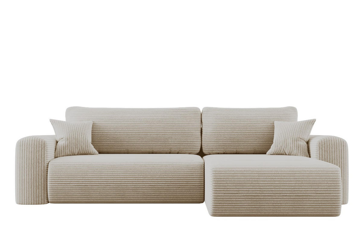 ECKSOFA Mit Schlaffunktion und Stauraum für Bettzeug Capri Stoff Poso Ecru Rechts - Ecru, Holz/Textil (272/145cm) - Kaiser Möbel